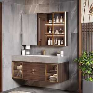 Combinazione Mobile <span class=keywords><strong>da</strong></span> Bagno Moderno Minimalista con <span class=keywords><strong>Lavabo</strong></span> Integrato in Ceramica Set per Lavarsi il Viso <span class=keywords><strong>Lavabo</strong></span> di Lusso - Product Image 3