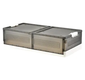 Stackable Nhựa Gấp Dưới Giường Lưu Trữ Container Box Với Bánh Xe Nắp Tổ Chức Ngăn Kéo Cho Quần Áo Giày Chăn Đồ Chơi