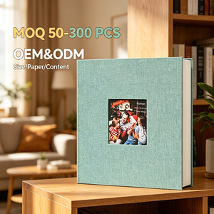 <span class=keywords><strong>Album</strong></span> photo personnalisé en lin, couverture rigide, reliure à spirale, 20 feuilles adhésives blanches, 260x270mm - Product Image 1