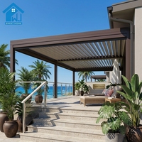 Pergola motorisée de luxe en aluminium Sweet Home, toit à lamelles réglables imperméable, gazebo extérieur, ombrage bioclimatique, éclairage LED pour le jardinage