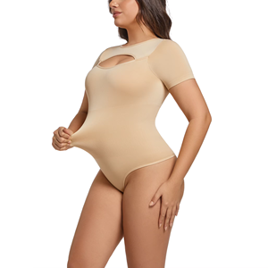 Модный высококачественный корсет для женщин с короткими рукавами, бесшовный, с эффектом увеличения бедер, с открытой промежностью, повседневный компрессионный корректор фигуры больших размеров - Product Image 4