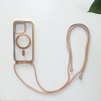 Coque de téléphone transparente de luxe personnalisée pour iPhone 15 16 13 en matériau PC avec cordon et étui magnétique pour téléphone portable