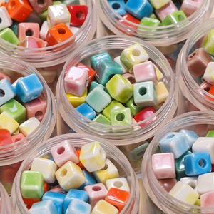 <b>Ceramic</b> Square Beads 6mm Colorful Loose Beads For Bracelet Making DIY Crafting Supplies Wholesale Yiwu Origin - Product Image 3