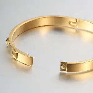 Pulseira de aço inoxidável, alta qualidade ity18k, banhado a ouro, aço inoxidável, design de pirâmide, pulseira, punho, b3016