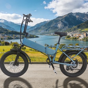 Vélo électrique de montagne pliable à pneus larges de 20 pouces, facile à ranger, avec un <span class=keywords><strong>porte</strong></span>-bagages arrière. - Product Image 1