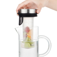 1000ml 1l verre argenté clair borosilicate infuseur de fruits pichet infusion d'eau thé faisant carafe avec couvercle en acier inoxydable