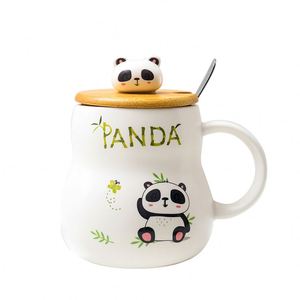 Tasse en céramique 14 oz la plus vendue avec cuillère intégrée, design minimaliste mignon de dessin animé <span class=keywords><strong>pour</strong></span> <span class=keywords><strong>le</strong></span> <span class=keywords><strong>petit</strong></span>-déjeuner des enfants, gobelet à lait <span class=keywords><strong>pour</strong></span> la rentrée scolaire - Product Image 1