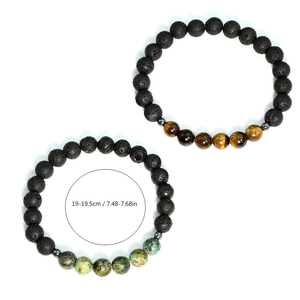 Natural Gemstone Jewelry Dainty Stretch Turquoise Tiger Eye Stone Bracelet Lava Rock Beaded Bracelet for <b>Men</b> - Product Image 3