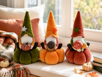 Ensemble de 3 décorations de gnomes d'automne, figurines de gnomes en peluche en forme de citrouille, faites à la main, pour Thanksgiving, la récolte d'automne, Noël, décoration de table, décoration de la maison