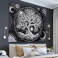 Tapisserie murale en polyester motif Couronne Soleil Lune Or, impression HD, résistante à la décoloration, légère, vente en gros
