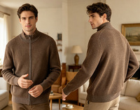 Maßgefertigte Herren-Strickwaren Anti-Pilling Anti-Falten Stehkragen Reißverschluss 100% Baumwolle Einfarbiges Muster Vintage Gerippte Strickjacke