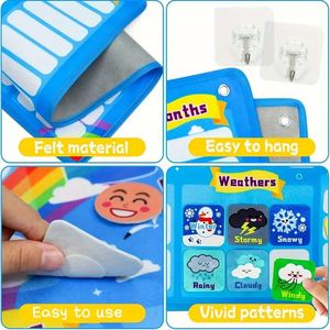 Calendario mensual de fieltro para niños, material educativo para el aula, tablero de clima, azul, artículos de oficina y escolares, regalo - Product Image 2