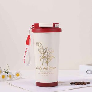 Lovely Flower Stainless Steel Vacuum <b>Flask</b> Tumbler with Lid 6-12 Hours Thermal Insulation Leak-Proof Eco-Friendly Travel Mug - Product Image 6