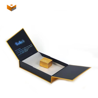 Boîte d'emballage en papier de luxe personnalisable en noir et or Boîtes cadeaux à double porte avec votre logo