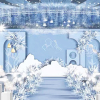 Panneau de fond en métal arqué pour scène de mariage avec arrangement floral artificiel, accessoires de décoration pour photomaton de salle de banquet