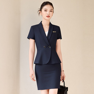 Women's Short Sleeve Skirt Suit Summer 2026 Double Breasted Business Hotel Uniform Reception Workwear - Product Image 4