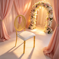 Chaise de salle à manger Luoweisen de luxe en métal doré, dossier ovale ajouré, pour mariages, banquets et événements, idéale pour hôtels et restaurants, mobilier moderne