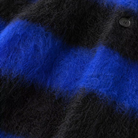 Cárdigan Oversize de Mohair con Estampado, Estilo Grunge, Suave y Peludo, Cuello en V, Botón Único, Manga Regular, Grosor Estándar, Tejido de Punto, para Hombre