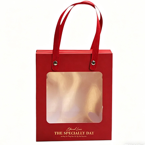 Sac cadeau universel de taille fixe avec fenêtre transparente et ruban, prêt à l'emploi pour les faveurs, les cadeaux et l'emballage de fêtes - Product Image 6