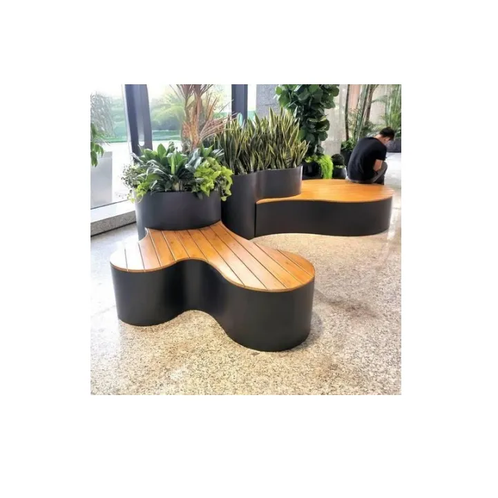 Fiberglass factory customized practical flowerpot seat sculpture for shopping malls rest chair shopping malls