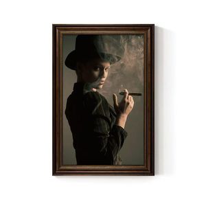 Cigar Poster Wall Art <strong>Framed</strong> Sexy Girl Industrial Style Canvas Painting For Pub Lounge Decor - Product Image 4