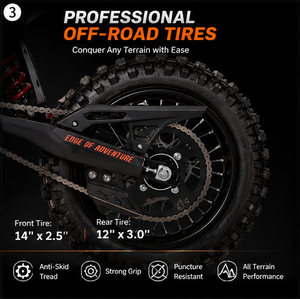 Bicicleta Eléctrica HEZZO D3 2025 para Adolescentes, 60V 3500W, Motor Central, Neumáticos Todoterreno de 14 Pulgadas, 27Ah 180Nm, para Jóvenes - Product Image 3