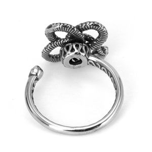 Anillos Antiestrés de Acero Inoxidable 316L con Diseño de Serpiente, Estilo Vintage Oscuro, Adorno de Piedras Preciosas, Ajustables para Hombres y Mujeres, Joyería de Uso Diario - Product Image 3