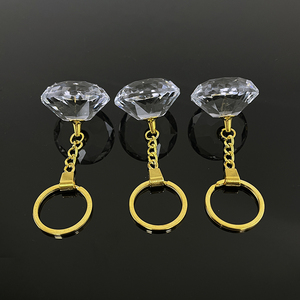 Gold Chain Glass Diamond Shape Crystal Keyring Keychain MH-YS0513