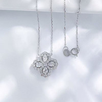 Collier pendentif ajustable en or blanc 18 carats avec diamant de laboratoire taille poire, motif trèfle porte-bonheur, ensemble de colliers délicats pour femmes