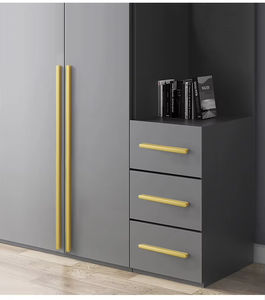 New Release Modern Furniture Cabinet Dresser Handle Kitchen Drawer <b>Wardrobe</b> Bedroom Hotel Zinc Alloy Brushed Brass Pull Handles - Product Image 1