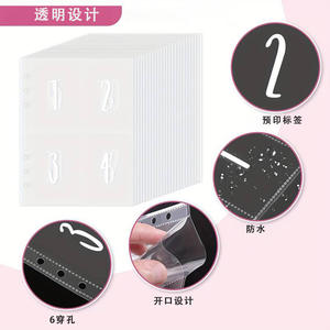 Pages de rechange pour classeur à feuilles mobiles A5, 25 feuilles, 100 grilles, numéros de série 1-100, 6 anneaux, matériau plastique durable - Product Image 3