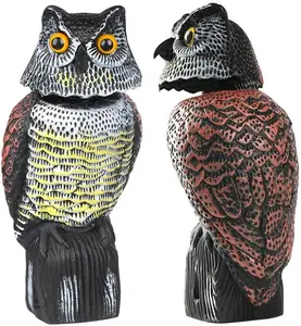 Wholesale Owl Decoy To Scare Birds Away, Plastic Owl Scarecrow Sculpture with Rotating Head for Garden Yard Outdoor