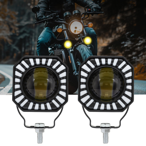 Front Square LED Motorcycle <b>Spotlight</b> 6000K 8000LM IP67 Waterproof Aviation Aluminum Yellow White Light for Scooter/Moto Road - Product Image 1