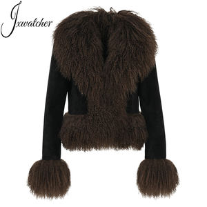 معطف بومبر من جلد الغنم الحقيقي المقصوص معطف ياقة من فرو الخراف الحقيقي بالجملة معاطف نسائية مخصصة من الجلد الأصلي للنساء - Product Image 1