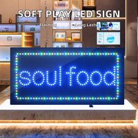 Enseigne LED suspendue d'intérieur 12x24 pouces alimentée en courant continu, motif 'SOFT PLAY', avec lumière LED animée et clignotante, contrôle manuel, pour magasins, modèle rectangulaire 1