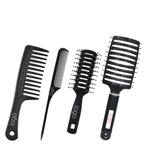 Juego de 4 piezas de peines para desenredar y peinar: Peine desenredante de dientes anchos grandes, Peine de cola, Cepillo desenredante tipo paleta hueco y curvo con ventilación - Product Image 2