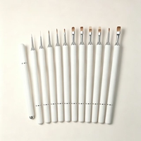 Ensemble de 10 pinceaux à ongles de luxe ovales en gel, inclinés, pour liner français et dégradé, avec poignées magnétiques serties, pour usage professionnel