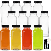 Bouteille en verre carrée transparente écologique avec bouchon à vis, réutilisable pour jus, café infusé à froid, lait - Vente en gros à chaud