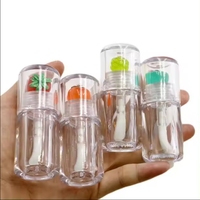 Grosir tabung Lip Gloss kepala ganda tabung pelembap bibir Lip Gloss berkilau persik transparan kustom