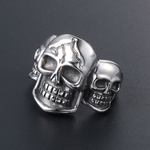 Men's Skull <b>Titanium</b> Steel <b>Ring</b> Retro Punk Style Jewelry SA564 - Product Image 4