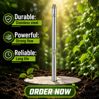 Pompe à eau submersible durable monophasée 4 pouces en acier inoxydable 304 pour puits profond, 4m³/h, 6 étages, hauteur de refoulement 30m, pour l'irrigation agricole