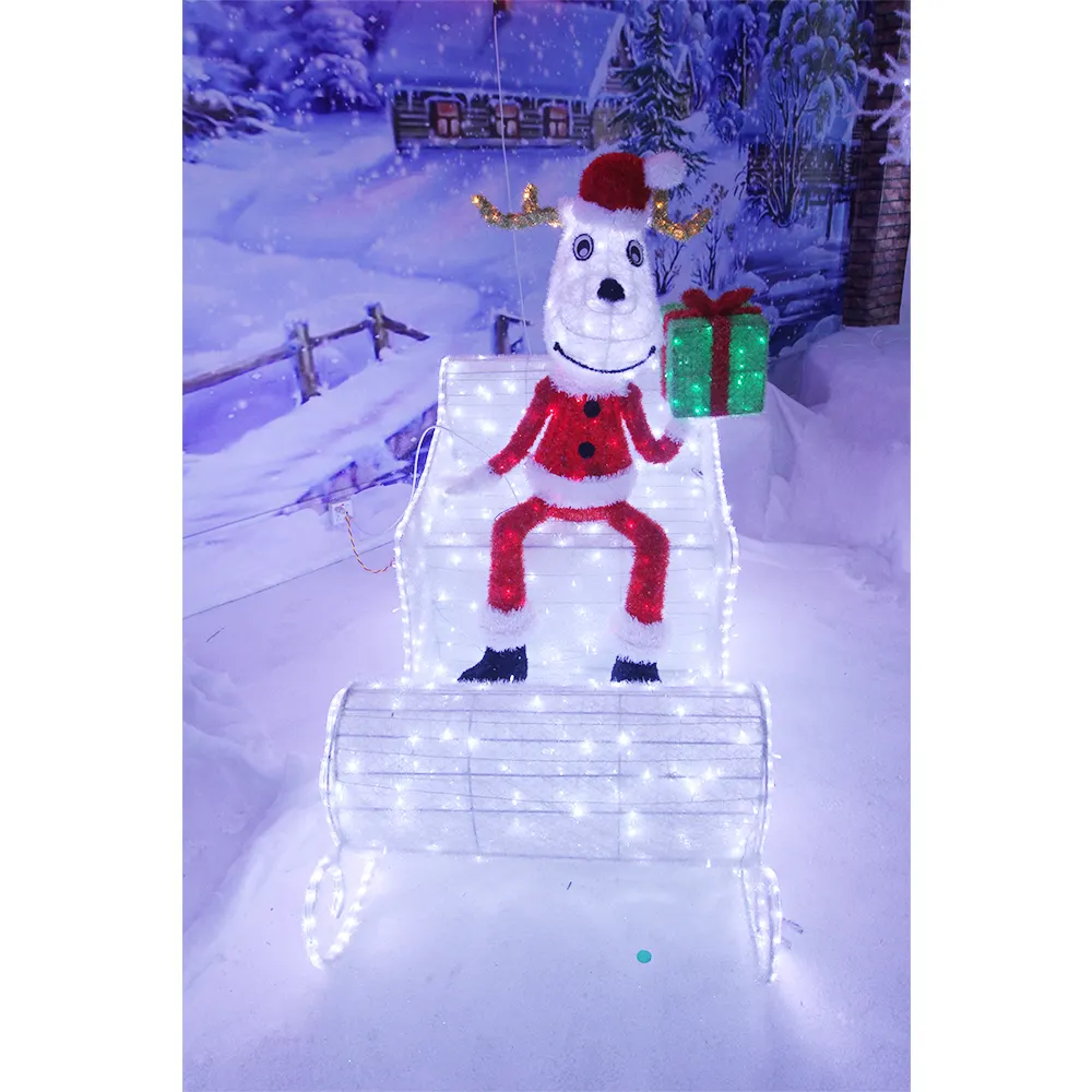 Fábrica Fabricação 3d Motivo Luz Santa Cláusula Deer & Sled Escultura Para O Natal Decoração Ao Ar Livre