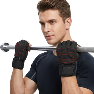Gants d'entraînement personnalisés en polyester imperméable sans doigts à lacets unisexes pour sports de plein air, musculation, cyclisme, exercices de gym - Product Image 1
