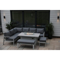 Canapé d'extérieur moderne au gaz propane en aluminium en forme de L pour jardin, cour, hôtels et fermes