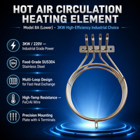Élément Chauffant à Circulation d'Air Chaud OEM 3KW 220V en Acier Inoxydable SS304, Chauffage Circulaire à Triple Anneau pour Four à Convection et Four à Air Chaud