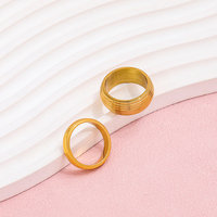 Joolim Edelstahl-Schmuck Großhandel 18K Vergoldeter Gewölbter Mehrschichtiger Linien-Bandring für Damen Mode-Geschenk
