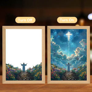 โคมไฟพระเยซู 4 มิติ สมาร์ทแอลอีดี ไลท์อัพ พิมพ์ลาย, โคมไฟมหัศจรรย์ 4 มิติ แอลอีดี, ภาพวาดพระเยซู, ไฟแอลอีดีตกแต่ง ของขวัญคริสเตียน - Product Image 2