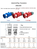 Prise industrielle robuste anti-éclaboussures Weipu TYPR285 IEC 60309 16A 32A 3 4 5 broches, connecteur CEE pour la construction en usine