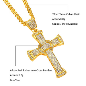 Hip Hop Classic <b>Cross</b> Pendant Necklace Men's Hip Hop Necklace Hiphop - Product Image 1