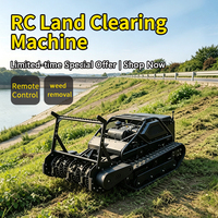 Machine de défrichage tout-terrain télécommandée sur chenilles pour l'élimination des mauvaises herbes, de l'herbe et des arbustes en forêt